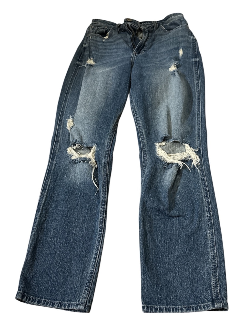 Hollister Dark Blue Distressed Wide-Leg Jeans